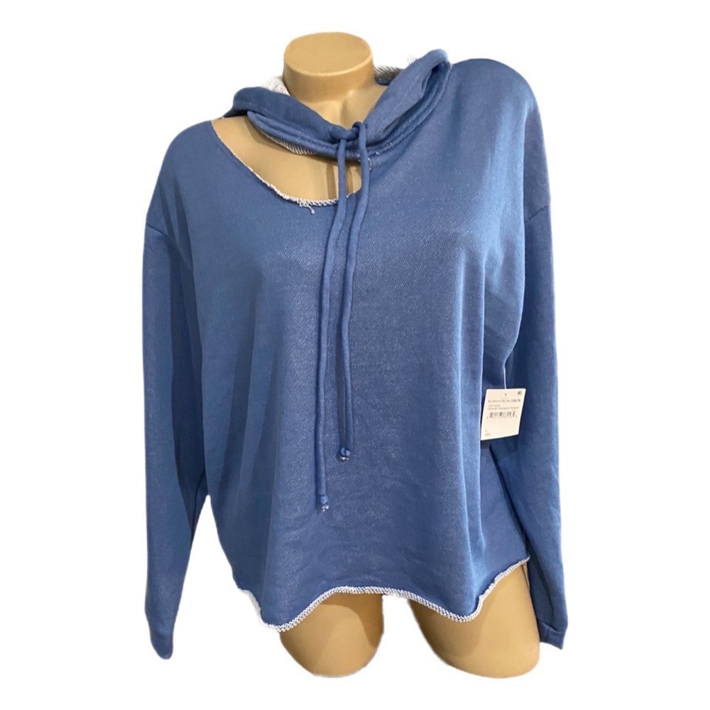 Wst Cst Blue Destructed Hoodie Sweatshirt Large NEW NWT